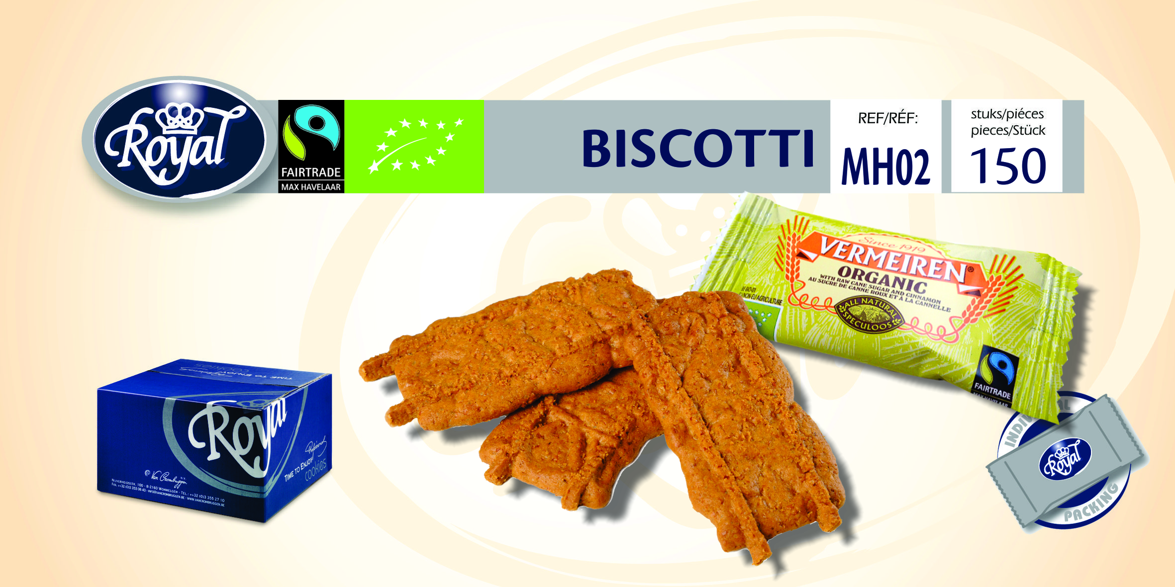 Fairtrade speculoos "Biscotti" emb. ind. 150 pcs BE-BIO-01